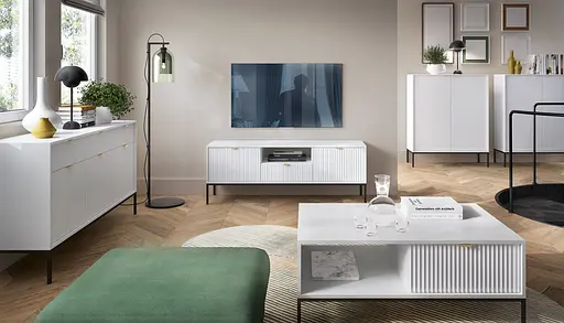 Тумба під телевізор Perfect Home Нова / Nova 2-дверна з 1 шухлядою і чорними ніжками RTV154 Білий (PFH-091225) - фото 10