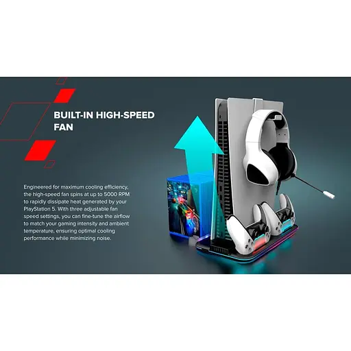 Подставка CANYON cooling stand CS-51 RGB для PS5 Slim/DE Charge Black - фото 9