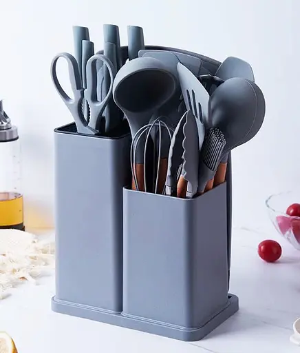 Набір кухонного приладдя A-plus Kitchenware Set набір силіконовий з дощечкою Сірий - фото 5