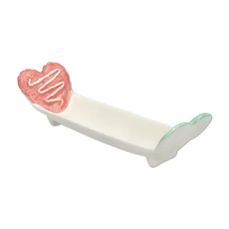 Блюдо сервировочное новогоднее BonaDi 834-390 Сердце из печенья керамика 26,5x8x6,4 см Белый - фото 3