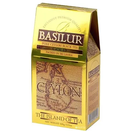 Чай черный Basilur Остров Цейлон Золотой 100г картон - фото 1