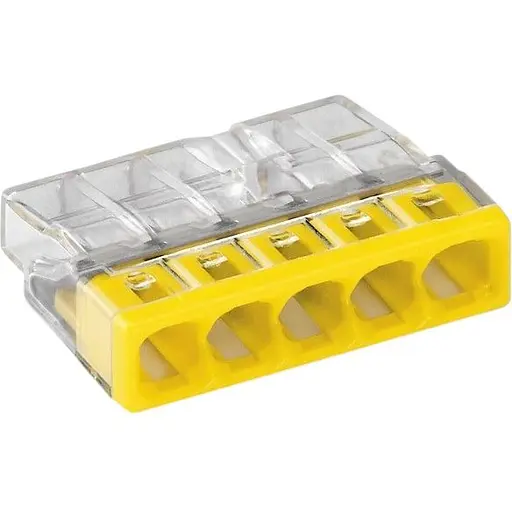 Клемма Brille Wago Compact для распределительных коробок 5X2.5 прозрачная/желтая без пасты 2273-205