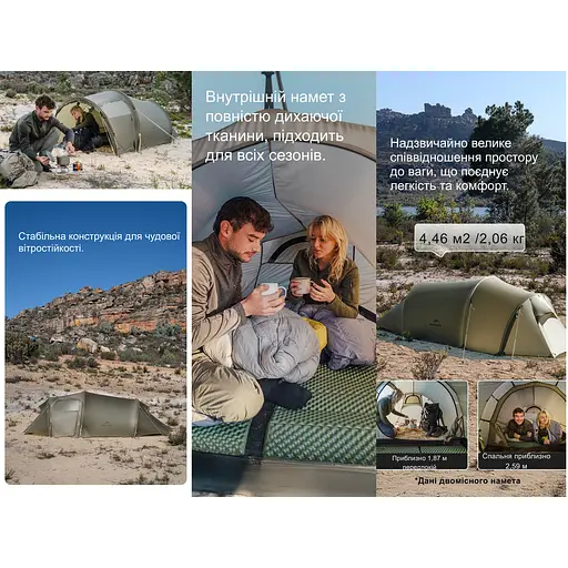 Намет Naturehike Opalus UL CNK2450WS036 двомісний темно-зелений - фото 19