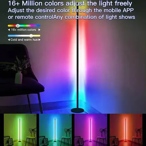 Підлогова кутова LED лампа RGB SAL-005B 160cm Bluetooth USB with app Black - фото 2