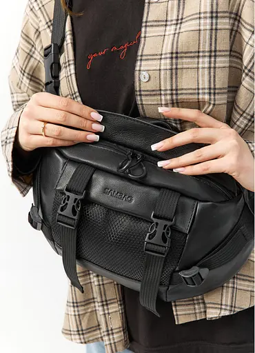 Большая женская поясная сумка бананка Sambag DynamicDart черная 38×21×7 см (80411101) - фото 8