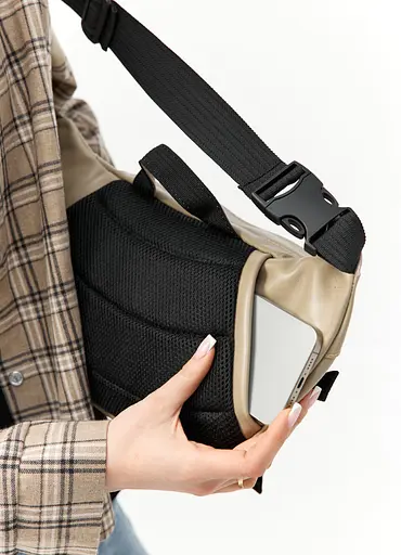 Большая женская поясная сумка бананка Sambag DynamicDart серая 38×21×7 см (80411130) - фото 5