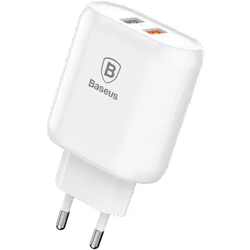 Адаптер-блок живлення мережевий Baseus Bojure 2 USB 3.0 A QC 3.0 18W білий - фото 1