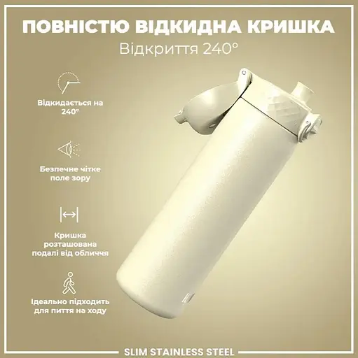 Пляшка для води ION8 металева 600 мл Stainless Steel Creamy White (I8SS600CWHI) - фото 3