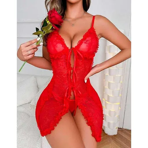 Спокусливий пеньюар червоний - S/M – Еротична білизна - фото 1