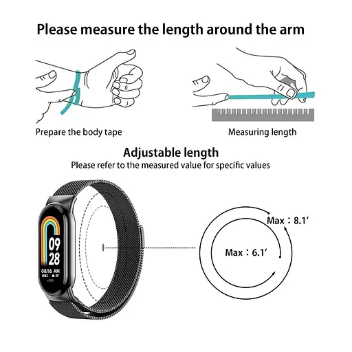 Ремінець для фітнес-браслета Boorui для Xiaomi Mi Band 8 і 9 міланська петля сірий - фото 4