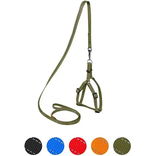 Шлея Dog Extreme з нейлону регульована з повідцем для котів, кроликів і морських свинок (ширина 10мм, довжина 115см, В:28-40см) - фото 3