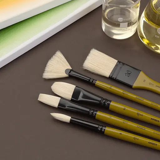 Пензель щетина кругла AMBER 2306R №1 довга ручка Rosa - фото 7