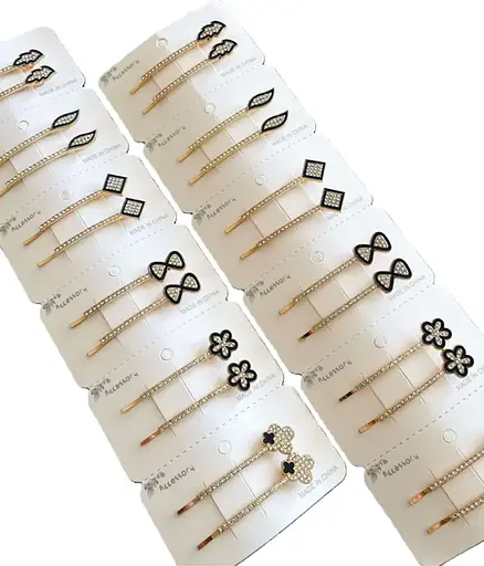 Заколки для волосся різні фігурки в асортименті з камінням набір 24 шт - фото 1