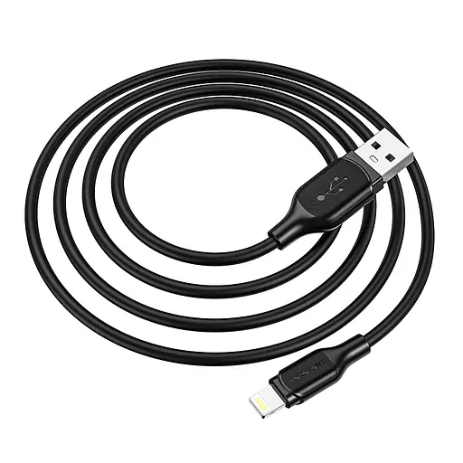 Кабель BOROFONE BX42 USB to iP 2.4A, 1m, silicone, TPE connectors, Black - фото 5
