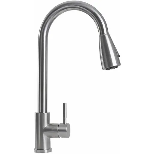 Смеситель для кухни с выдвижным изливом Platinum KT 8203 (8614) нержавеющая сталь - фото 1