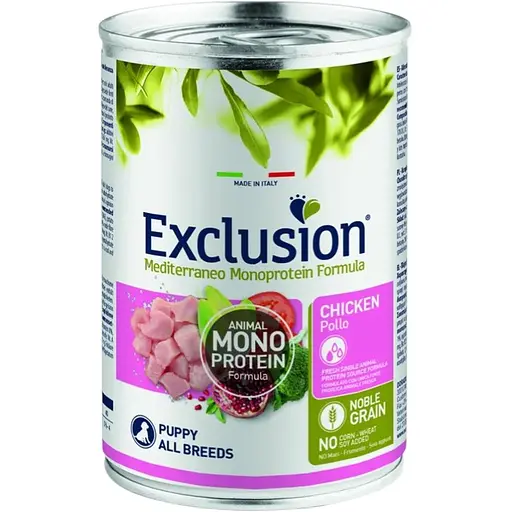 Консерви Exclusion Puppy Chicken для цуценят від 2 до 12 місяців з куркою 400 г - фото 1