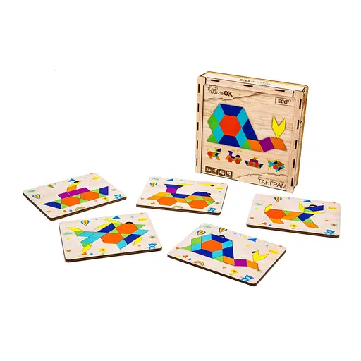 Дерев'яна головоломка Танграм PuzzleOK Puz-33654, 144 елемента - фото 2