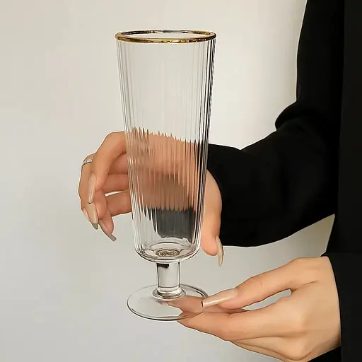 Набор бокалов TS Kitchen для шампанского ребристых фигурных 6 штук по 300 мл HP82 - фото 7