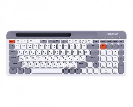 Клавиатура беспроводная Maxxter KBW-02G-UA, белый/Grey, USB 2.4GHz - фото 1