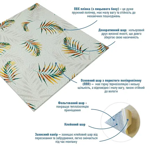 Панель стеновая 3D 680х670х4мм Папоротник на бежевом фоне (D) SW-00001983 - фото 2