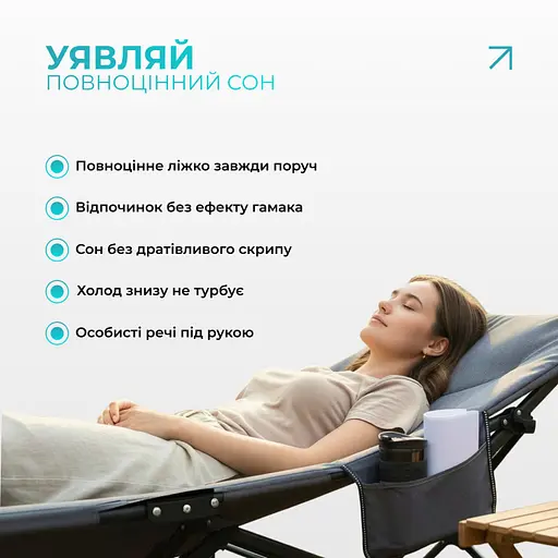 Раскладушка туристическая EasyFit CozyCamp + чехол (EF-2850-GY) - фото 2
