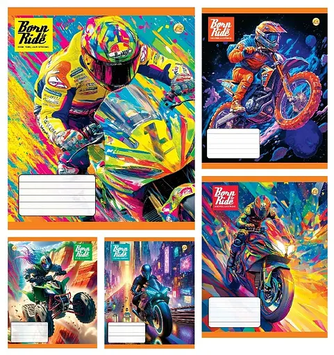 Зошити учнівські 24 аркуша лінія Тверда Мото, 20 шт. в упаковці