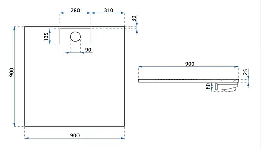 Душовий піддон Rea Bazalt 90x90 white REA-K3303 Білий - фото 6