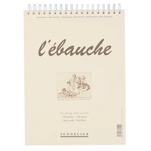 Блокнот на спирали для эскизов и очерков Ebauche Sennelier, 130 листов, 90 г/м, 24x32 см