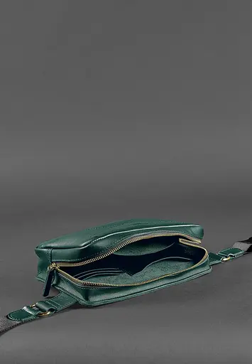 Шкіряна поясна сумка Dropbag Maxi зелена Krast - фото 7