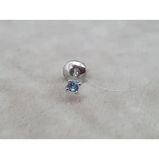 Серебряная моносерьга пуссета с фианитом. 3004.9С Синий (топаз) - фото 2