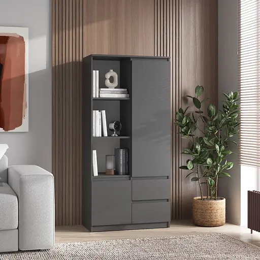 Шафа для книг Vays R-26 пенал з полицями та шухлядами ЛДСП 80x40x170 см для дому офісу вітальні - фото 2