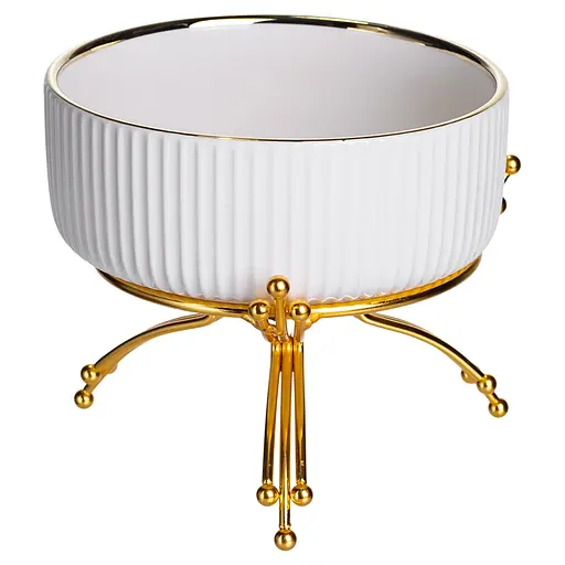 Салатник фарфоровый на металлической подставке Ø16 (см) тарелка для салата салатница Золото Yiwu LB-1568G - фото 2