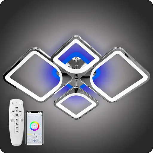 Люстра світлодіодна 517 Dlight 3color з пультом 100Вт Хром (01537) - фото 1