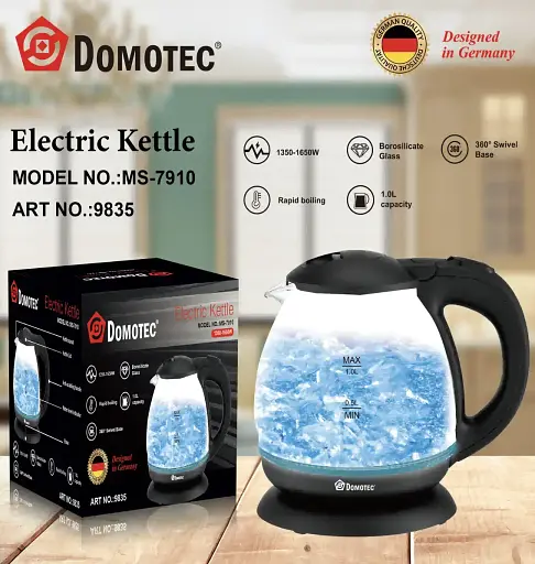 Електрочайник скляний чайник Domotec MS 7910 1 л - фото 2