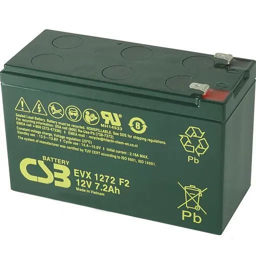 Акумулятор CSB AGM 12V (12V/7.2Ah/86.4Wh) (EVX1272) [112326] - фото 2