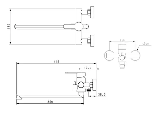 Змішувач для ванни Brinex Pure 005 Graphite BRIPUR005GRP - фото 4