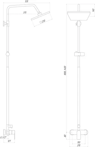 Душова система Globus Lux GLN-0005, Хром - фото 5