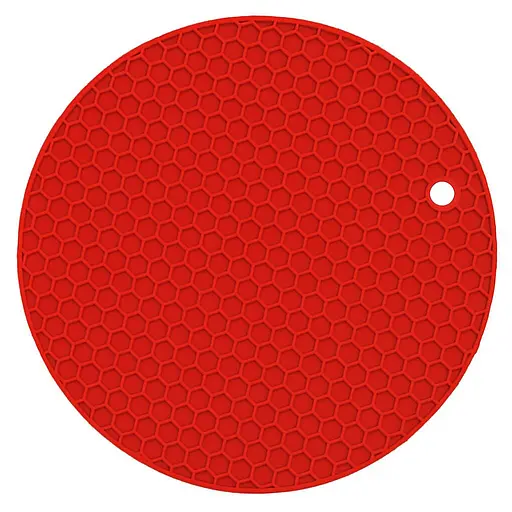 Підставка у вигляді сот кругла силіконова під гаряче килимок для чашки банки 17.5 см, Kitchen Master Червоний 87522 - фото 1