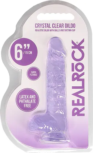 Фалоімітатор RealRock Crystal Clear Dildo Realistic 17 см фіолетовий - фото 2