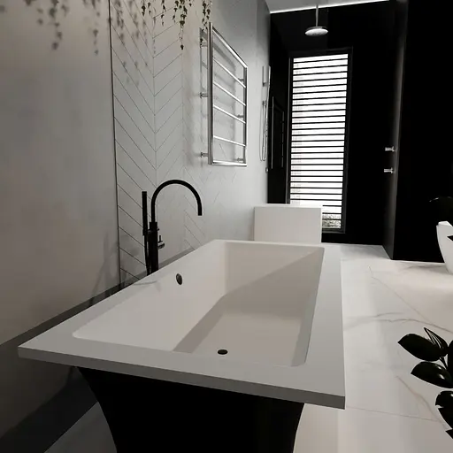 Ванна отдельностоящая глянцевая Amdcon Tytul 185x85 черная из литого камня TYTUL_185_BLACK_HL Черный - фото 4