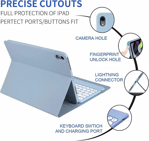 Чохол Для Клавіатури CLALOC З Мишею Для Ipad Pro 11" 1-Го 2-Го 3-Го 4-Го Покоління, Квадратні Ножиці Тип Клавіш 78 Клавіш - фото 6
