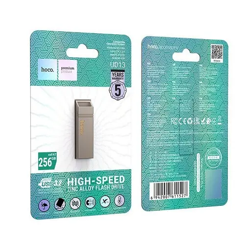 Флеш-накопитель USB Hoco UD13 Clever USB3.2 USB flash drive 256GB серый - фото 4