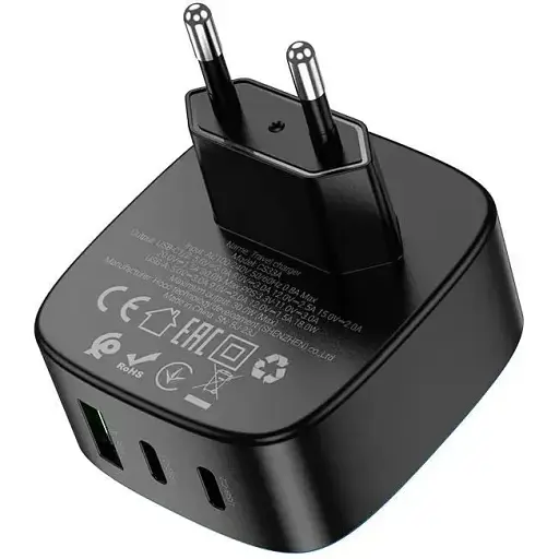 Зарядний пристрій 3 виходи (порту 2 тайп-с 1 юсб-а) Hoco CS33a Amanecer PD30W - фото 1