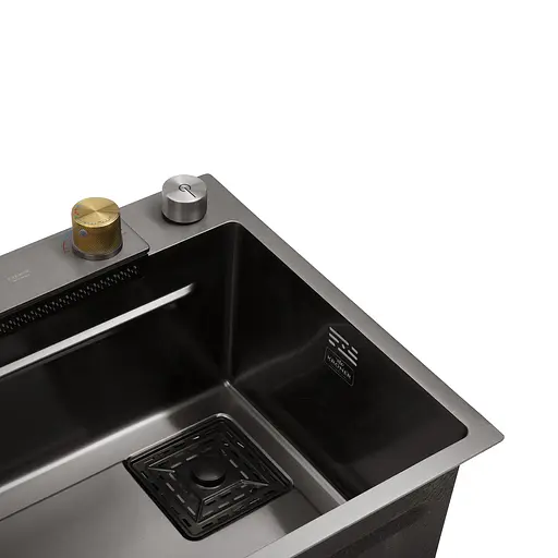 Кухонная мойка Kroner KRP Schwarze - SET7545HM PVD (3.0/0.8 мм) CV033382, Черный - фото 10