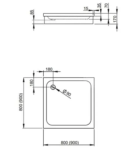 Душовий піддон Radaway Siros C 90x90 SBC9917-1 - фото 5