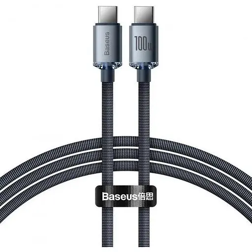 Кабель Baseus Crystal Shine Series Fast Charging Data Cable Type-C to Type-C 100W 1.2 м Чорний
