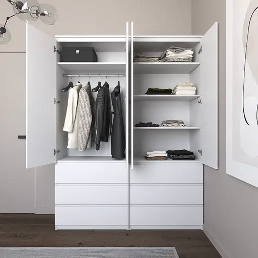 Шкаф для одежды Vays со штангой и полками, 6 ящиков, комплект из 2 шкафов R9+R16 Венге Темный-Белый фасад - фото 2