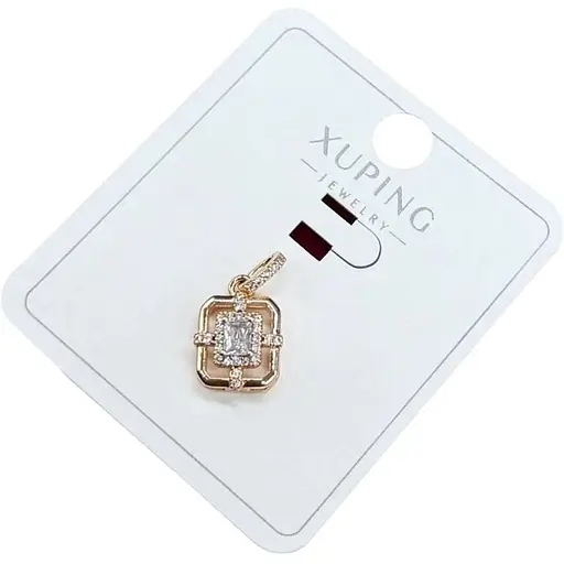 Кулон жіночий Xuping Квадратний з центральним кристалом і декоративними вставками Медичне золото 18K - фото 1