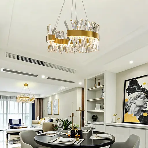 Дизайнерська люстра з кришталевоподібними паличками Line.F Діаметр 60см - фото 3