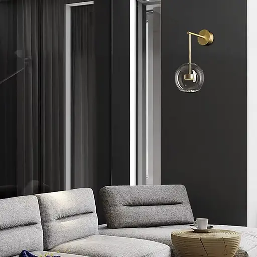 Повітряний стіновий світильник Ø20 см із латунною основою | Арт. W 397-200 AB+CL | Line F - фото 1